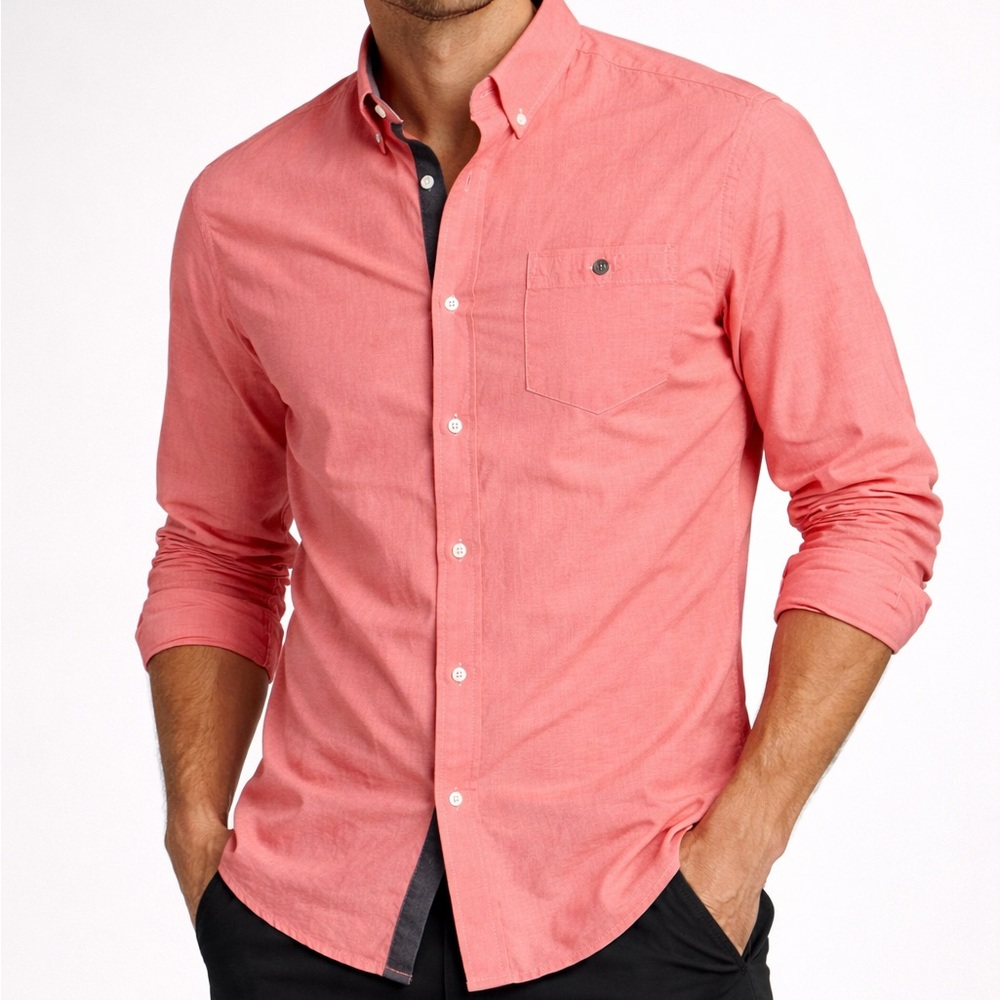 Kenneth Cole Reaction Coral Button Down Shirt Mens Medium